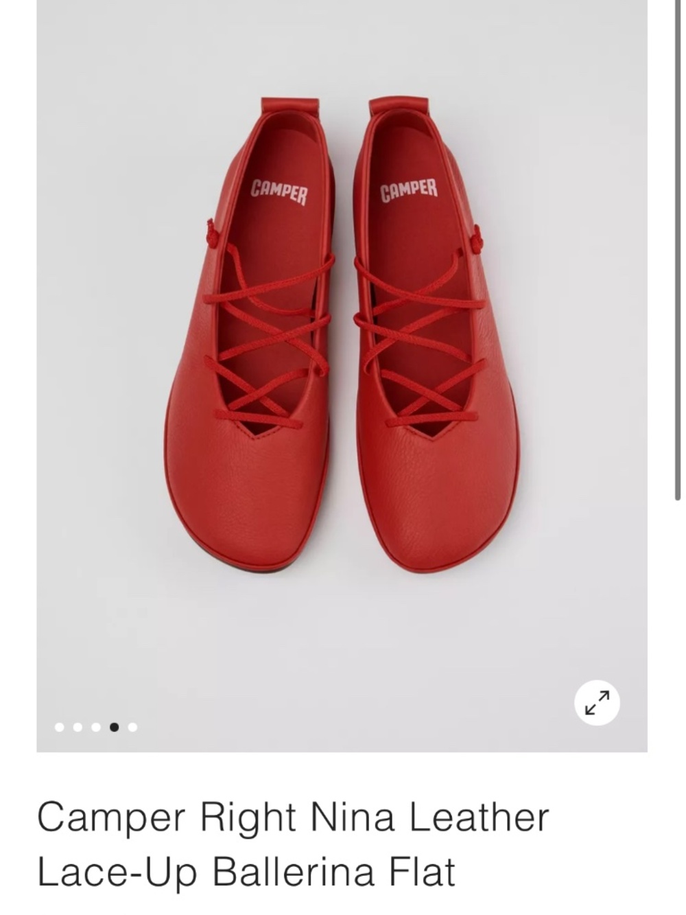 Camper Red Leather Right Nina Lace-Up Ballet Flats EU Size 38/ U.S 7.5